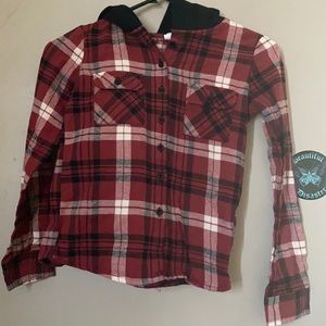 Girls hoodie flannel shirt